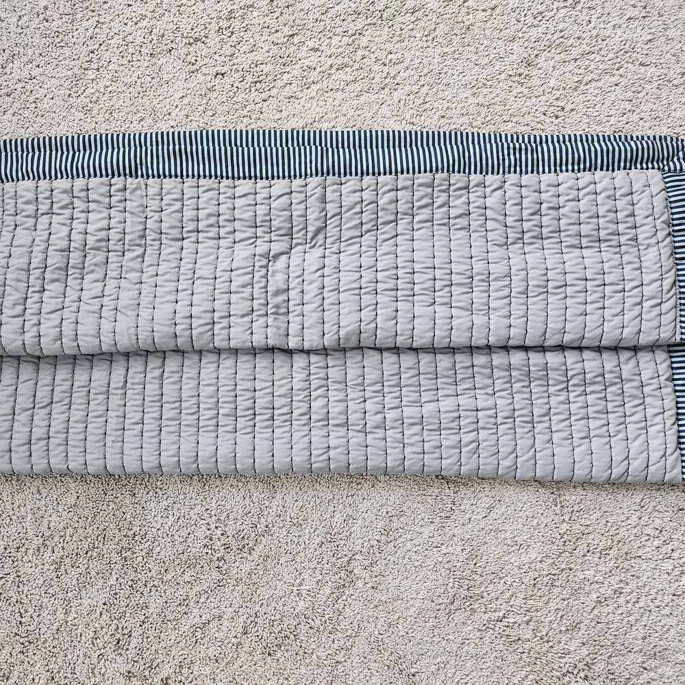 Gray Striped Quilt Pillow Shams